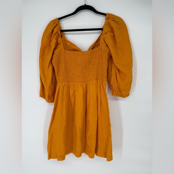 LOFT Beach Linen Mustard Cutout Mini Pocket Dress Size S - Picture 7 of 9